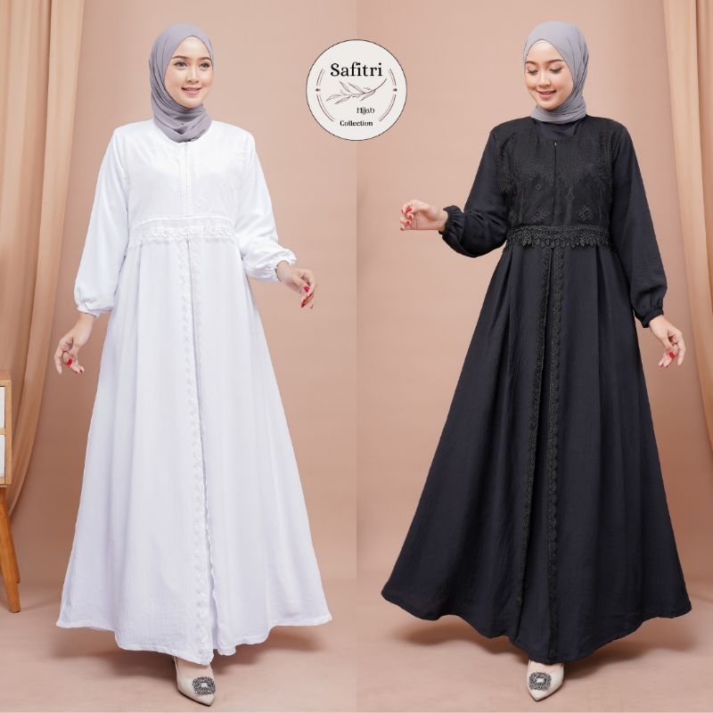 AISYA DRESS Gamis putih bersih hitam Thawaf Umroh Manasik Haji by Safitri Fashion