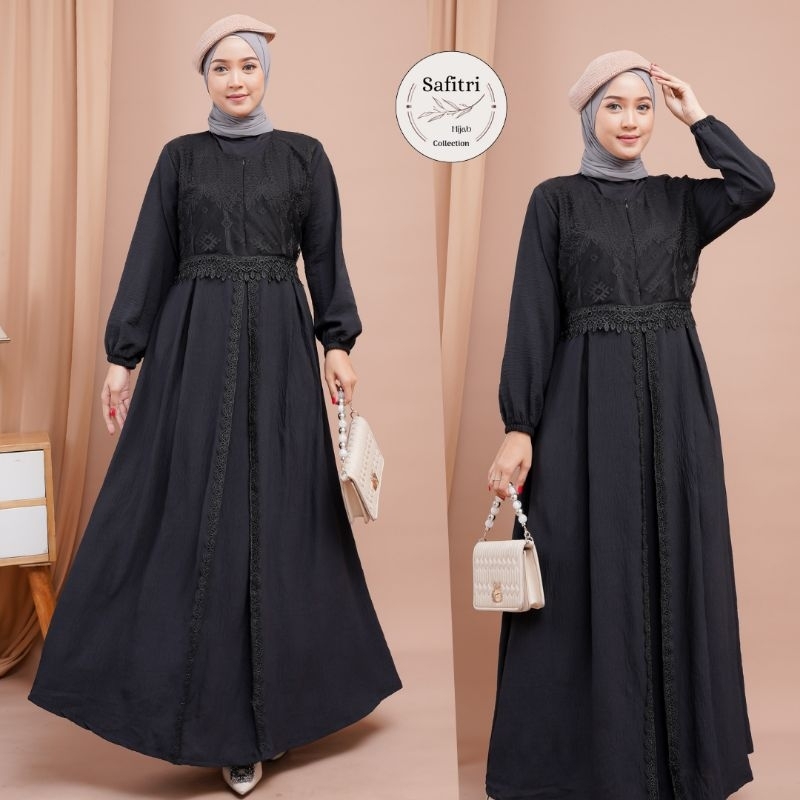 AISYA DRESS Gamis putih bersih hitam Thawaf Umroh Manasik Haji by Safitri Fashion