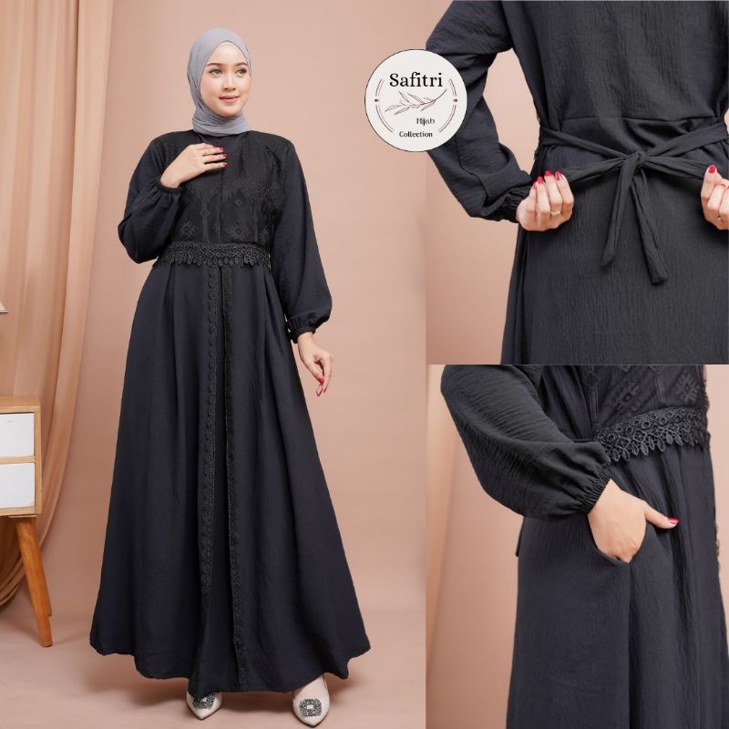 AISYA DRESS Gamis putih bersih hitam Thawaf Umroh Manasik Haji by Safitri Fashion