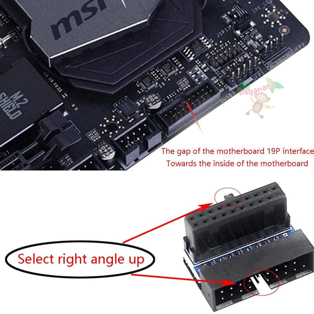 USB 3.0 20pin 20 PIN Down Siku 90 Degree Elbow Adapter Motherboard