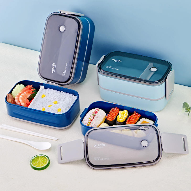 ecentio kotak makan bento anti tumpah 800ml single-Layer Lunch Box kotak bekal tempat makan