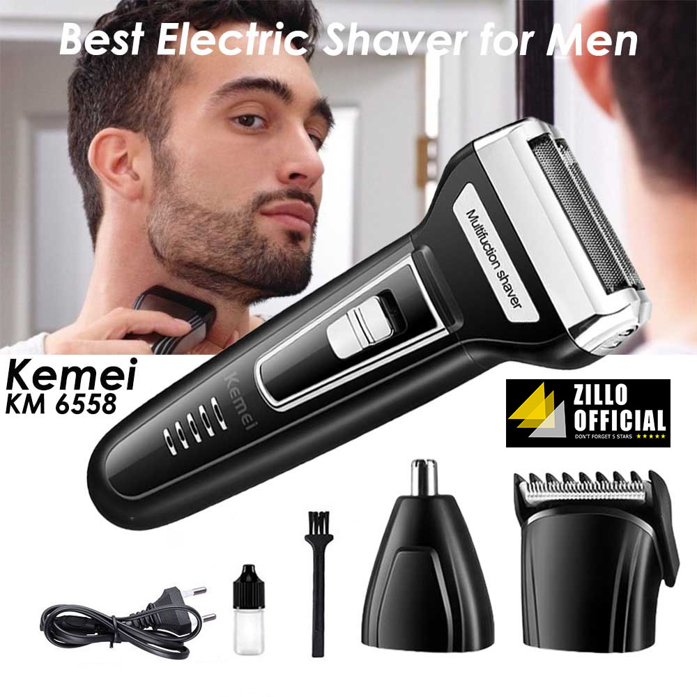 ZILLO Mesin Cukur 3in1 Multifungsi KEMEI Trimmer Shaver Cas Elektrik Untuk Rambut Kepala Kumis Jenggot Bulu Hidung