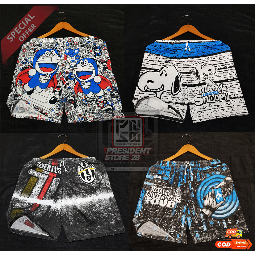 (BANDINGKAN) KOLOR ONE PIECE / BOXER MOTIF ONEPIECE / MOTIF ANIME / CELANA PENDEK SANTAI / BAHAN ADEM / MURAH