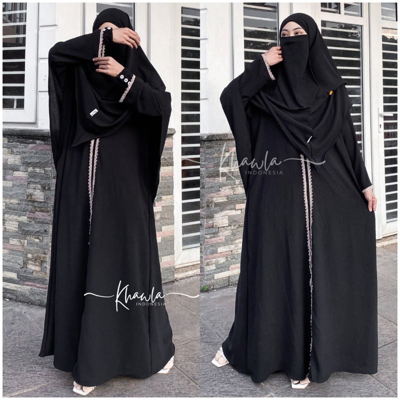 LEKHARI ABAYA SET KHIMAR NIQOB / GAMIS PUTIH / GAMIS SYARI PUTIH