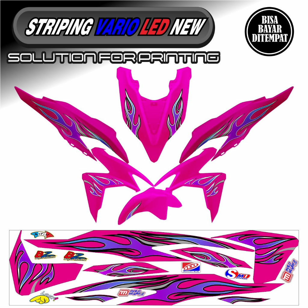 STRIPING STICKER VARIASI HONDA VARIO LED NEW MOTIF API