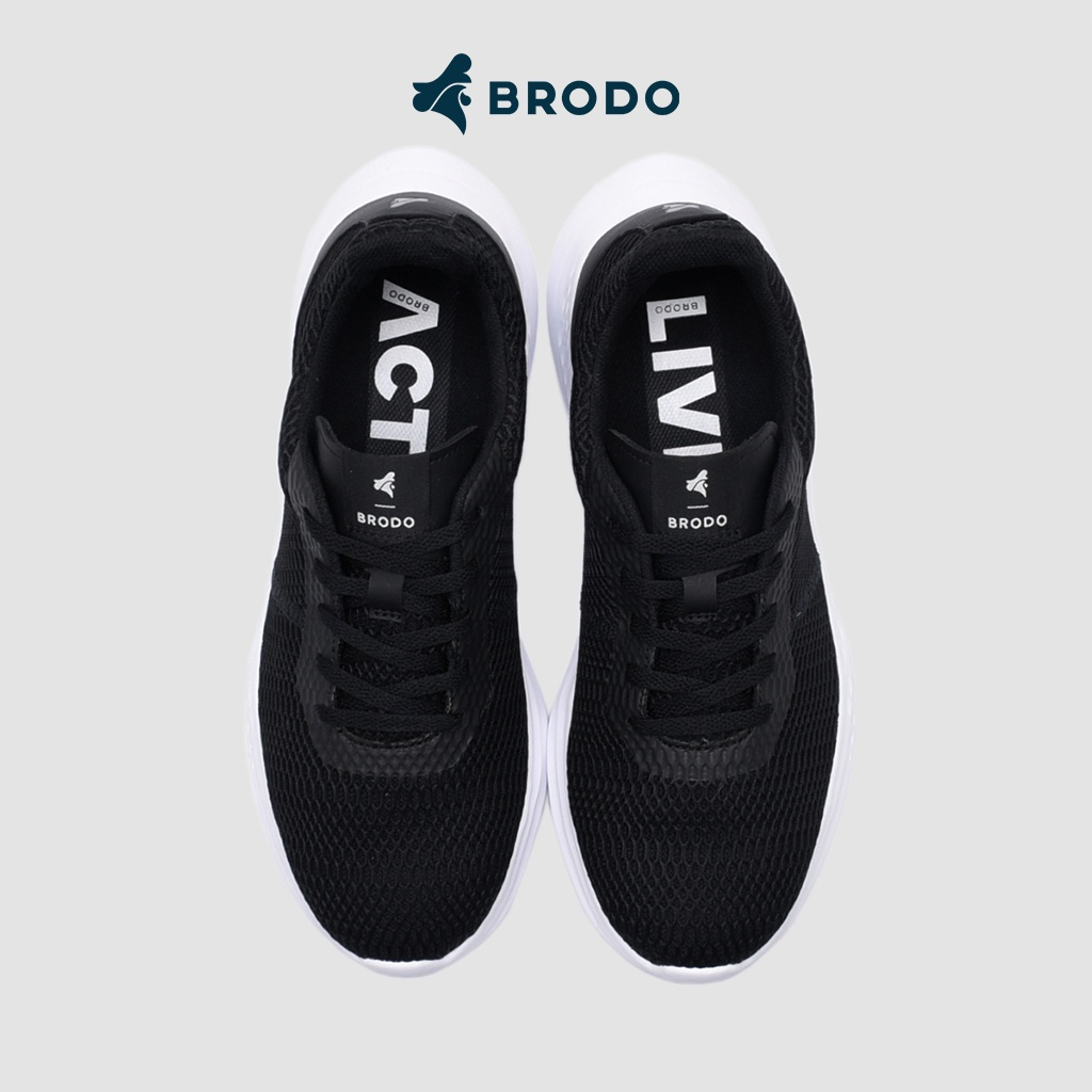 BRODO Active Sprint Black White Full Black Original Sepatu Sneakers Sport Runnig Lari Unisex