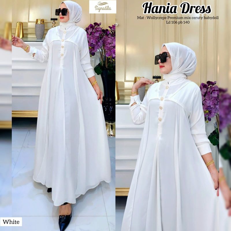Gamis Terbaru Hania Dress // Fashion Muslim Terbarub/ Dress Bahan Silk Premium Yona Maxy MARSELLA