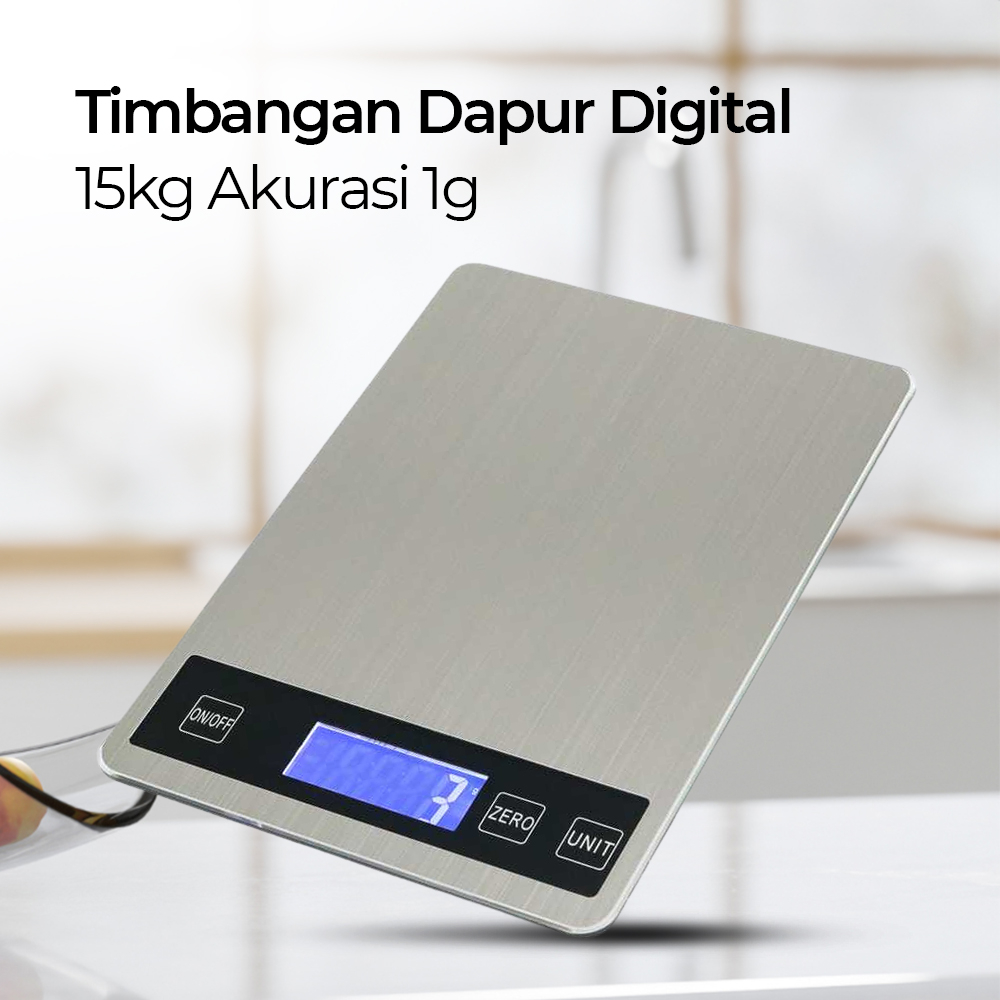 Timbangan Dapur Digital Kitchen Scale 15kg Akurasi 1g - JJ210 - Silver