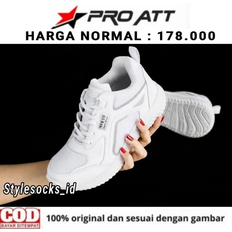 SEPATU WANITA SPORT PUTIH / SEPATU FULL WHITE  WANITA / SEPATU PRO ATT WANITA PUTIH ORIGINAL 100%