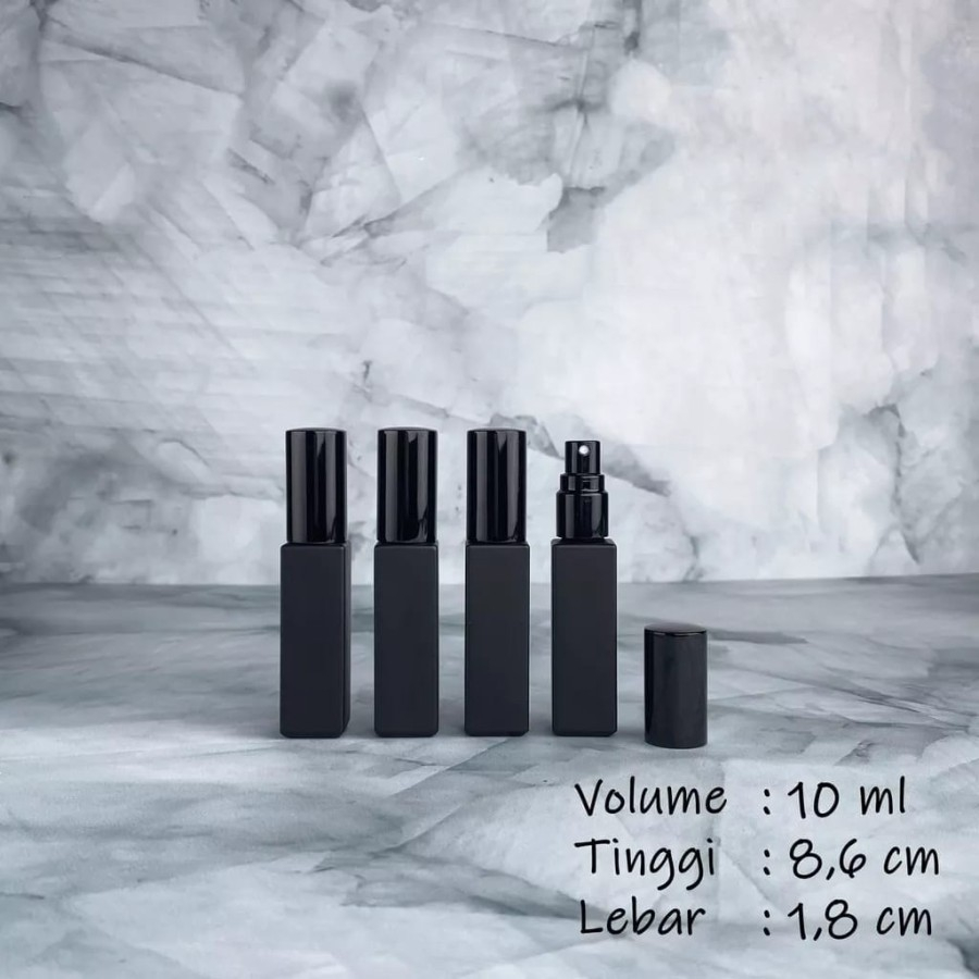 Botol parfum kotak spray mini isi ulang 10ml refil travel hitam doff