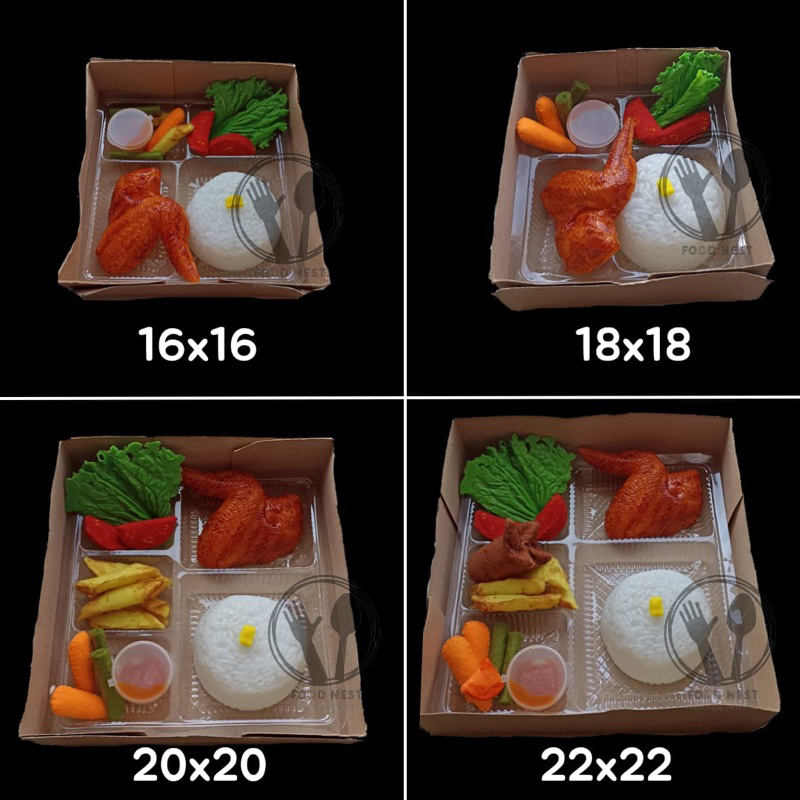 MIKA NASI SEKAT 4 SEKAT 5 MIKA BOX NASI 18X18 20X20 22X22 NASI BOX TRAY NASI KOTAK MIKA DALAMAN DUS