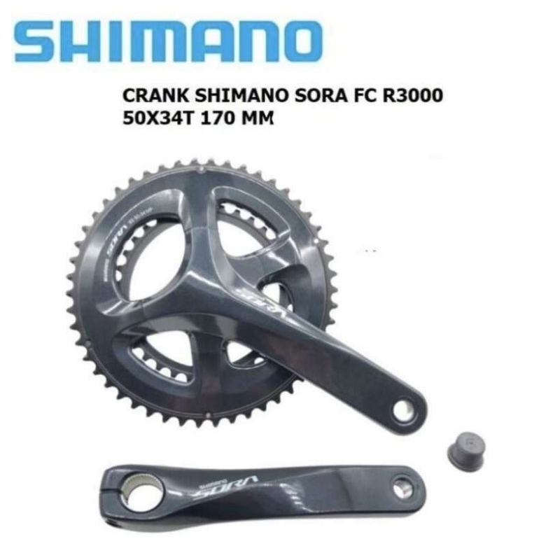 Crank shimano Sora R3000-50/34t arm 170mm hollowtech 2 road bike sepeda lipat