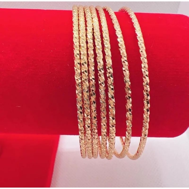 gelang keroncong ukir isi 7 pcs titanium anti karat