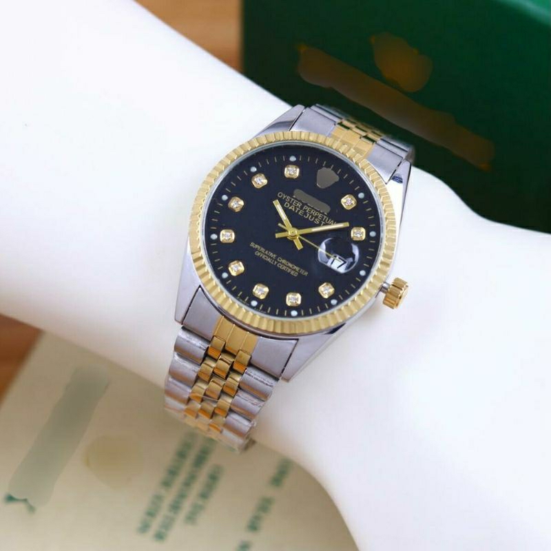 Best Seller...Rolex Warna Hitam Silver - Rolex Wanita - 001