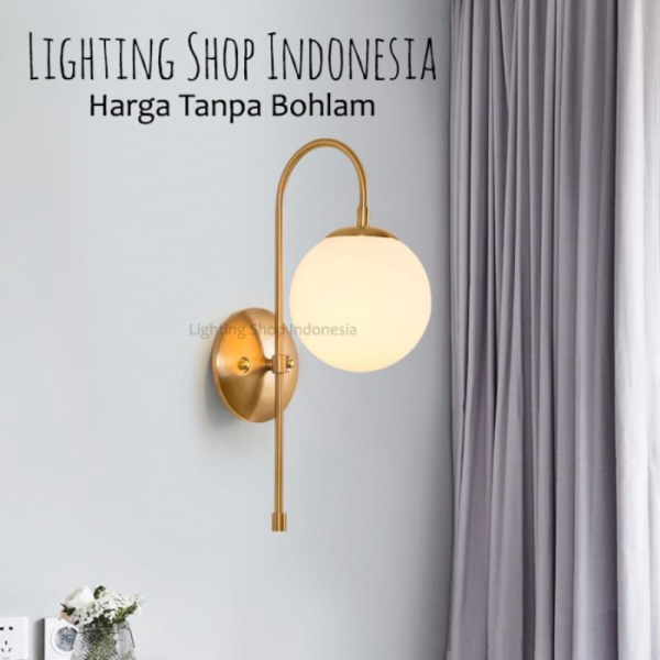 Lampu Dinding Gold kaca Minimalis Modern wall lamp - Body hitam