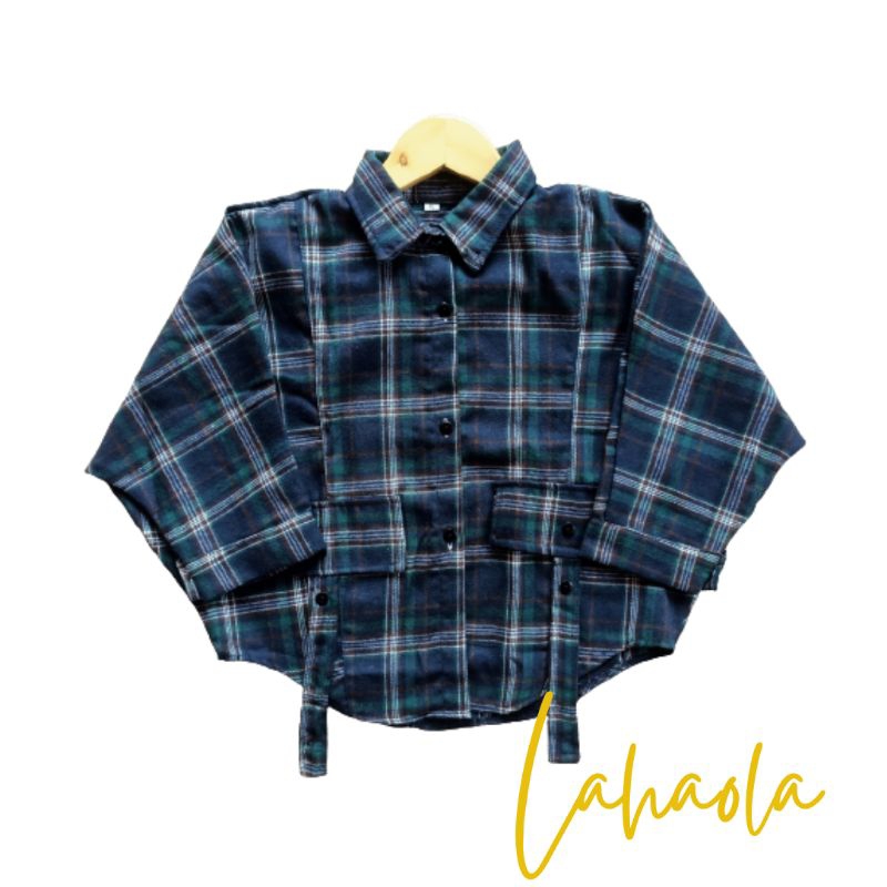 Kemeja flanel batwing anak perempuan 3-12 tahun