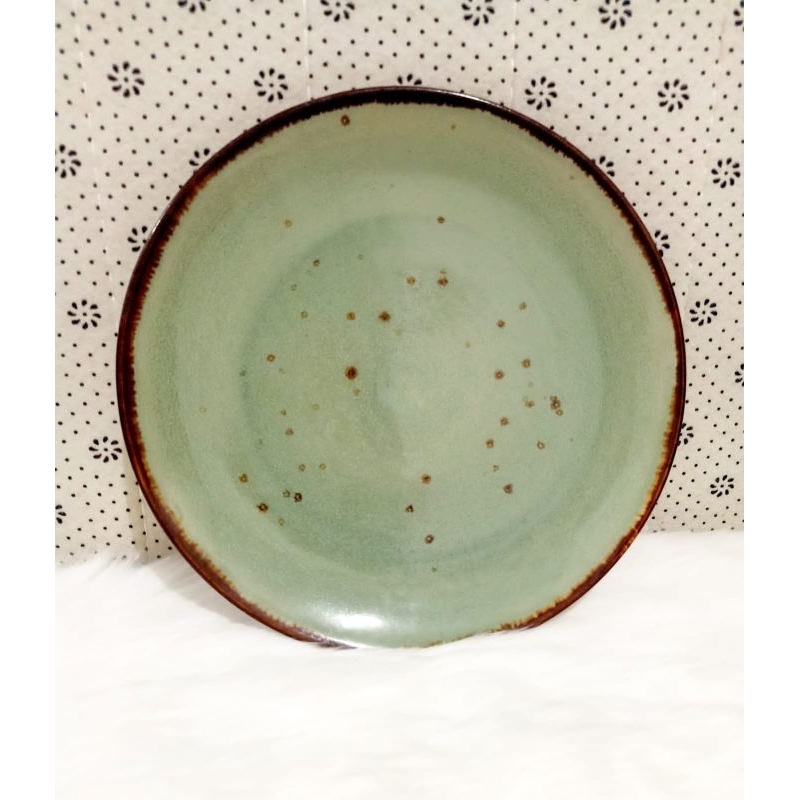 Piring Makan Keramik Cantik Dinner Plate Reactive Blue Celadon