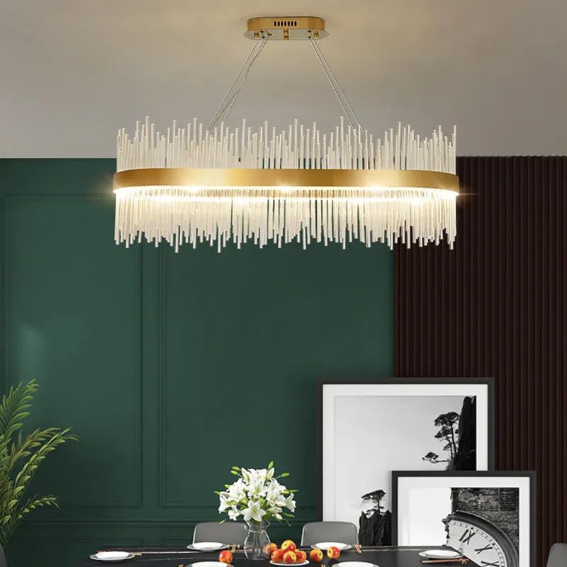 ((GARANSI 1 TAHUN)) Lampu Gantung Cristal Ruang Tamu Minimalis Chandelier 3 Warna Merah 60/80 cm