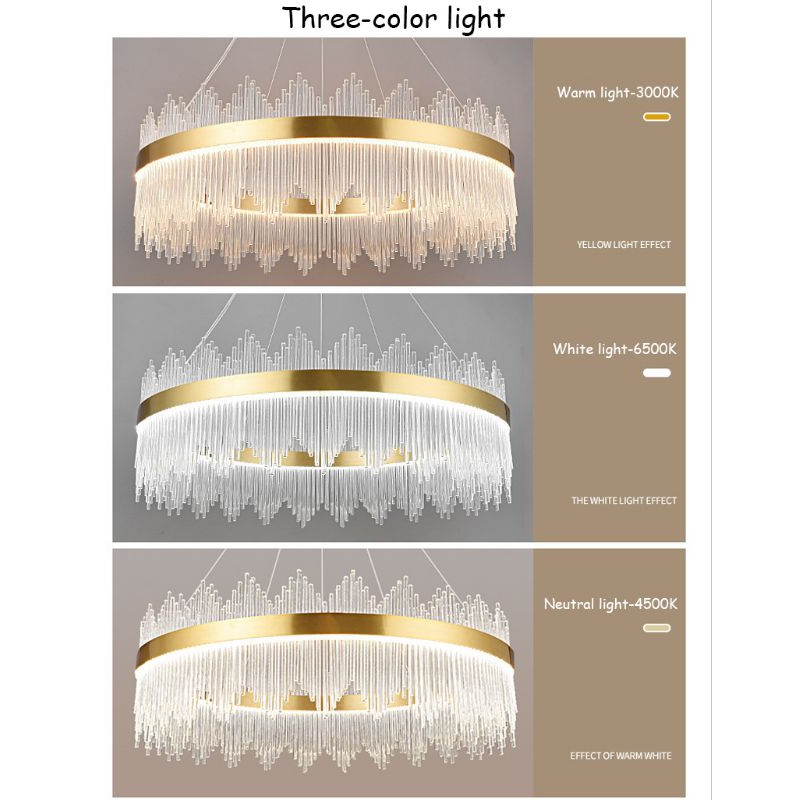 ((GARANSI 1 TAHUN)) Lampu Gantung Cristal Ruang Tamu Minimalis Chandelier 3 Warna Merah 60/80 cm