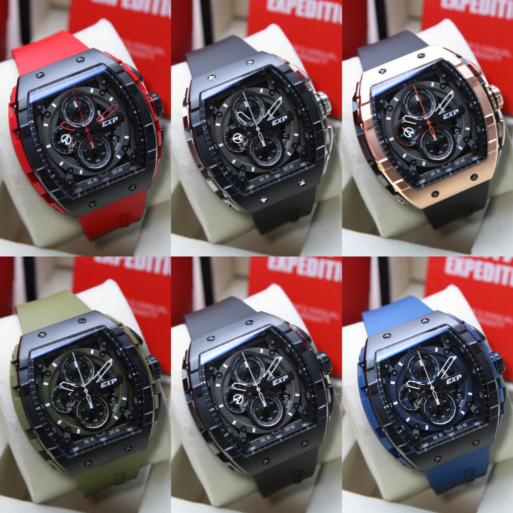 Jam Tangan Pria Expedition E6782 / EXP 6782 Original Garansi Resmi 1 Tahun - Tali Rubber
