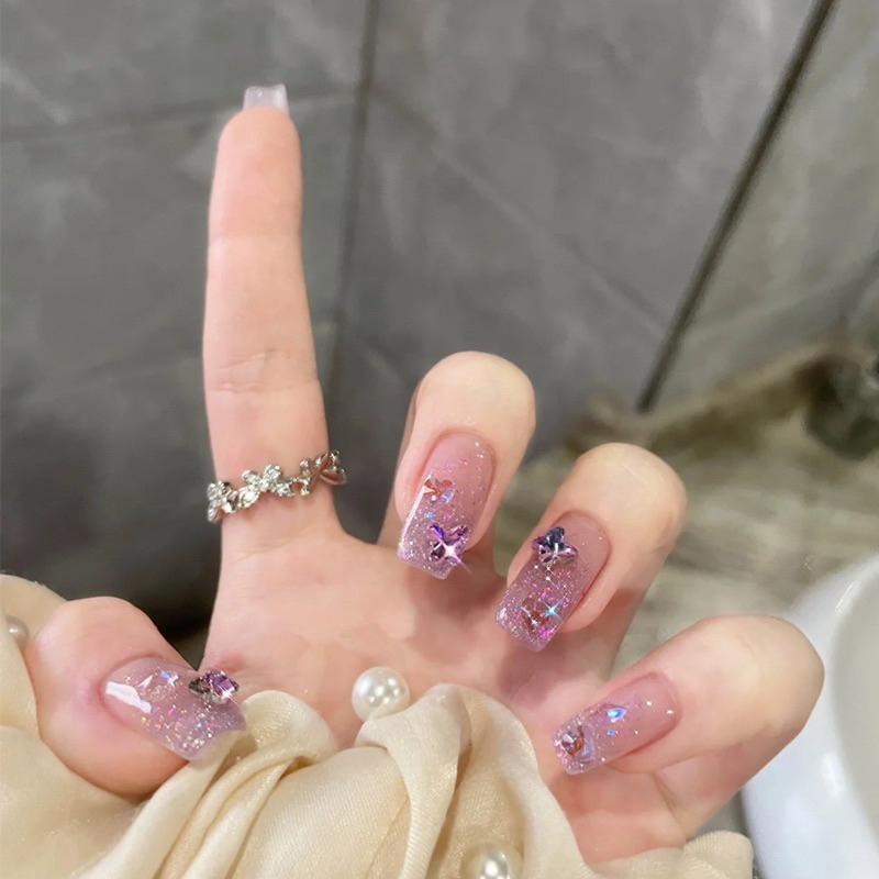 Kuku Palsu 【B125，lem cair】Nikah kuku Wedding False Nailart Pengantin Tangan