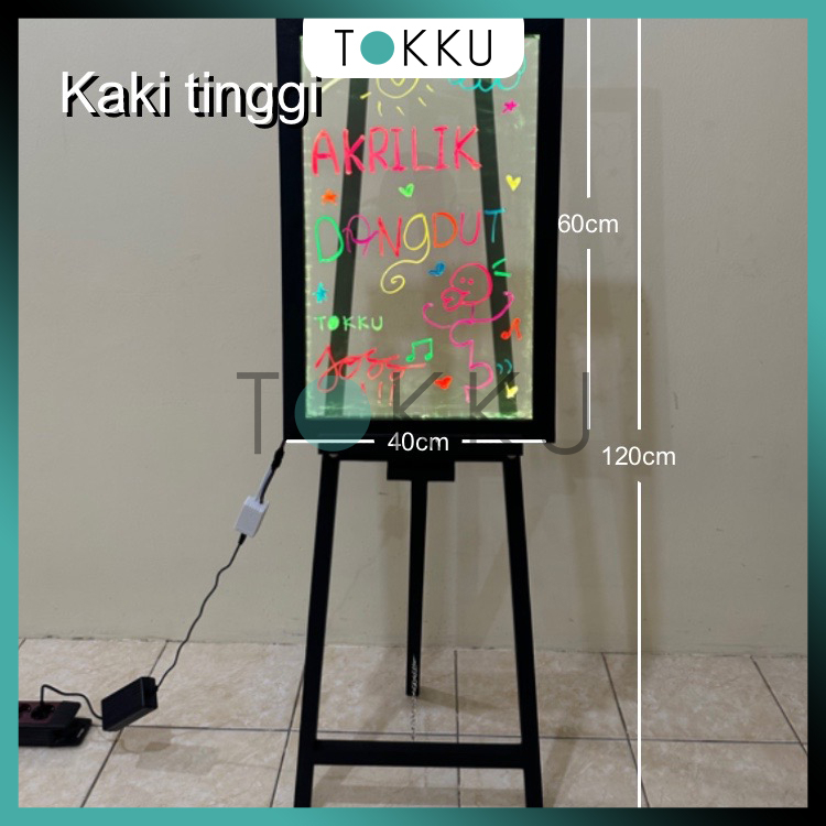 TOKKU Akrilik Dangdut LED 60cm x 40cm / Papan Promosi LED / Papan Tulis LED / Papan Promo Custom