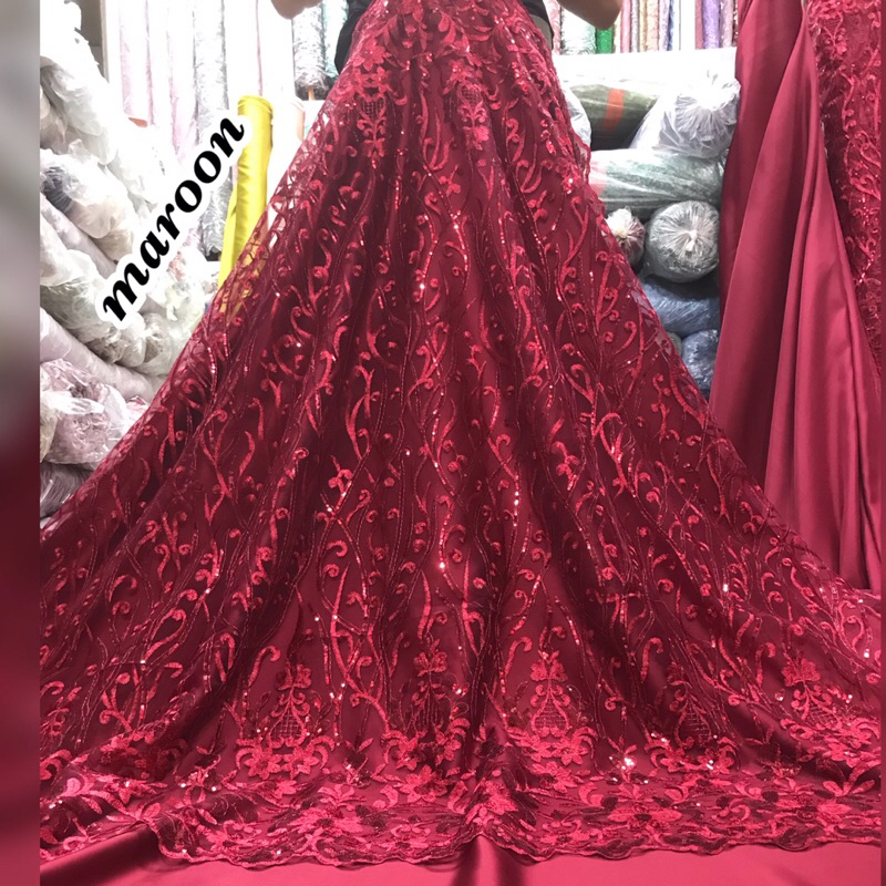 NEW!! Tulle Payet piring Korea / bahan kebaya brokat Tulle Payet.