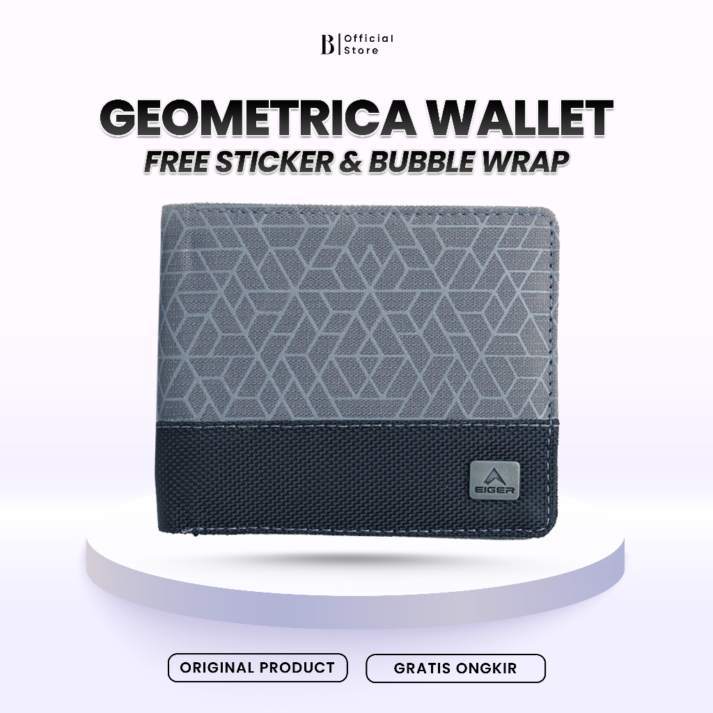 Dompet EIGER Wallet Geometrica Grey Lipat Pria Wanita