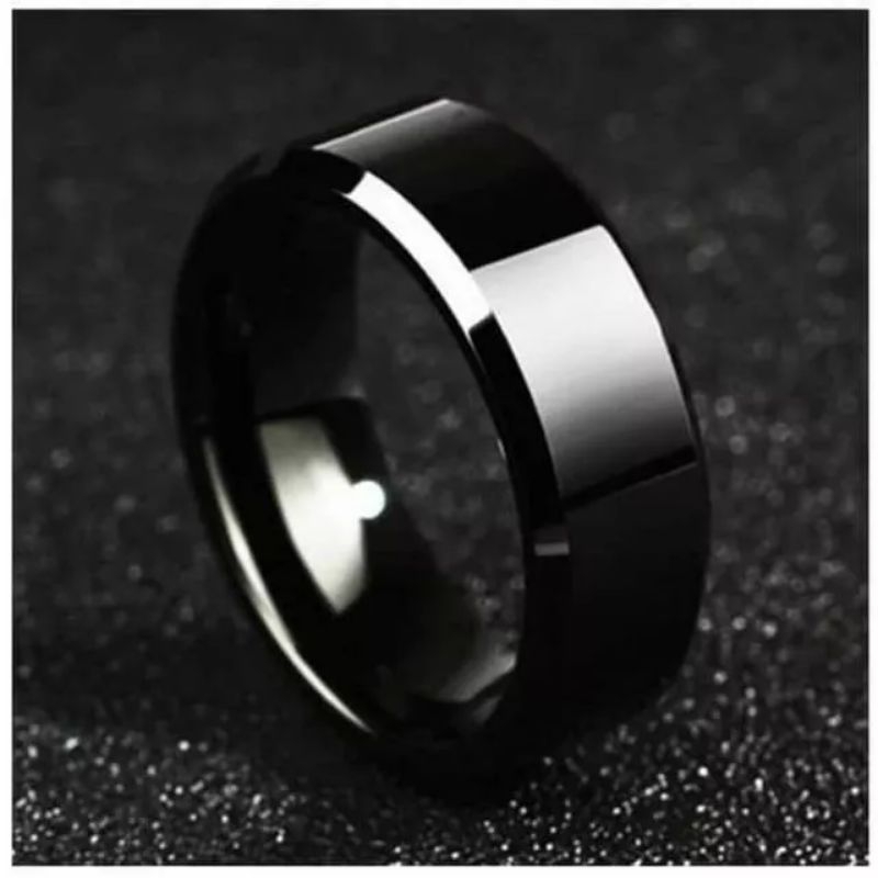 Cincin Couple Hitam Polos Titanium Anti karat selamanya