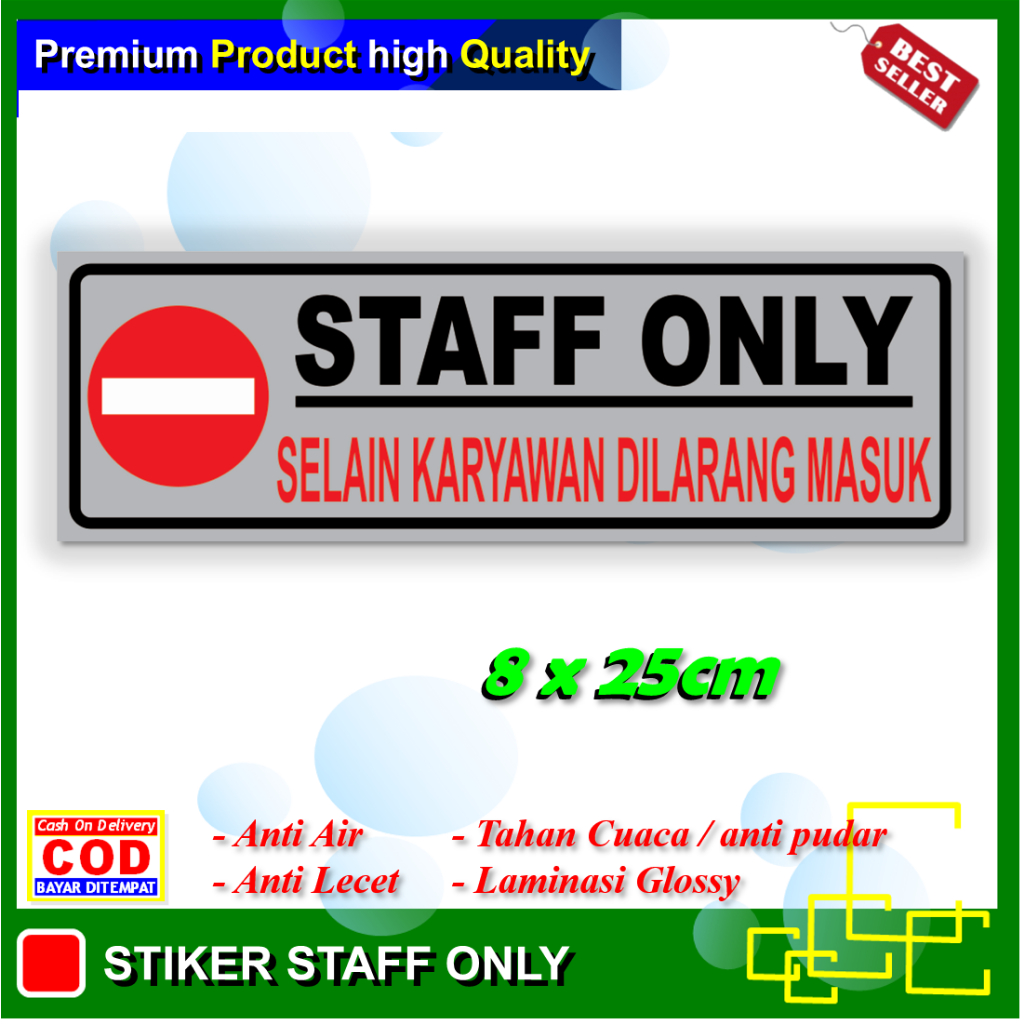 

Stiker staff only sticker kantor office