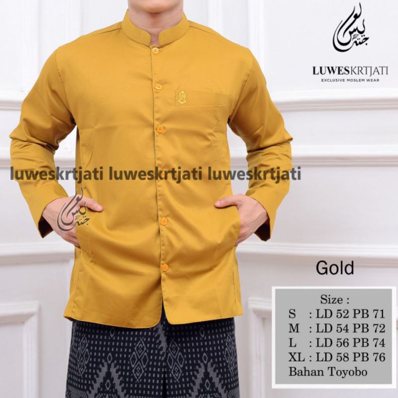 Baju Koko Semi Jas Trompah Warna Gold Koko Luwes Trompah Terlaris Guz Azmi Syubanul Muslimin Fashion