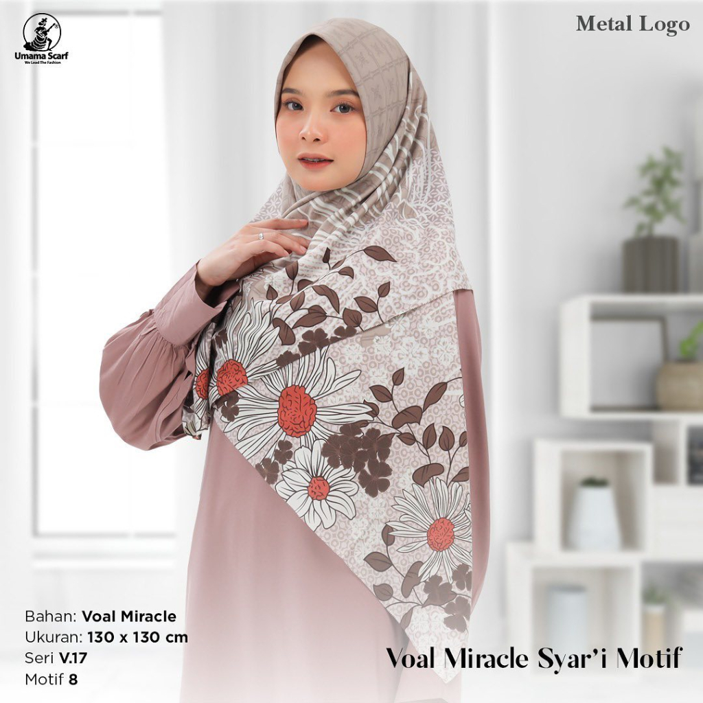 PART 3 - VOAL MIRACLE MOTIF SYARI (BISA SERAGAMAN) HIJAB SYARI UMAMA METAL LOGO 130X130CM JILBAB SEGIEMPAT PRINT