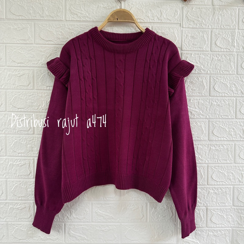 ARSYLA SWEATER RAJUT MOTIF CABLE MOTIF TANGAN