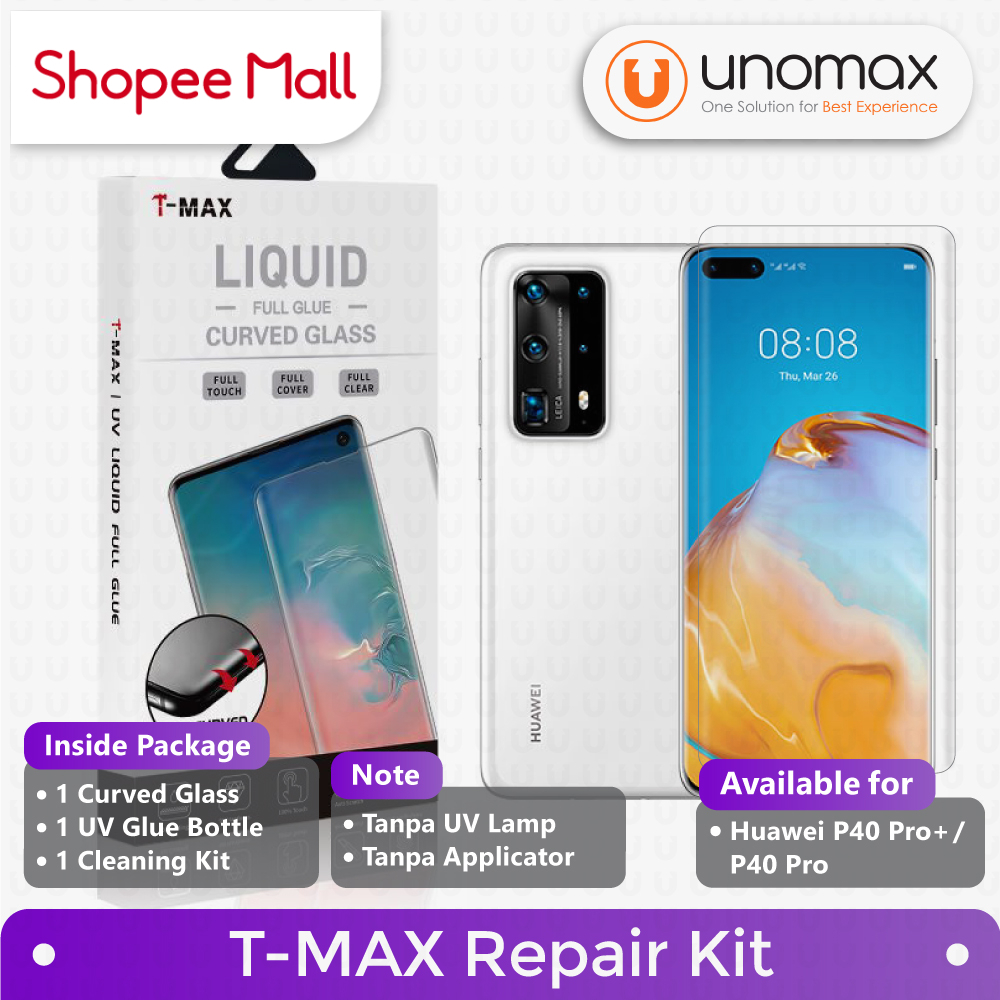 T-MAX Repair Kit Huawei P40 Pro / P40 Pro+ Plus TMAX (1 Tempered Glass + 1 UV Glue)
