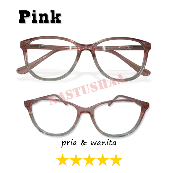 Kacamata Fashion Dewasa Lensa Trasnparant Anti Blueray Bentuk Oval Warna Frame Gradasi Untuk Pria dan Wanita (Unisex) NOCASE