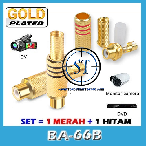 BA-66B Cover Jack RCA Gold Plated Body Metal Socket Connector Female Audio Video Buntut Per