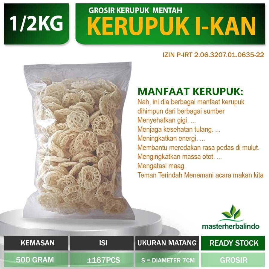 

Kerupuk Mentah gurih renyah garing bulat putih 500gram - S
