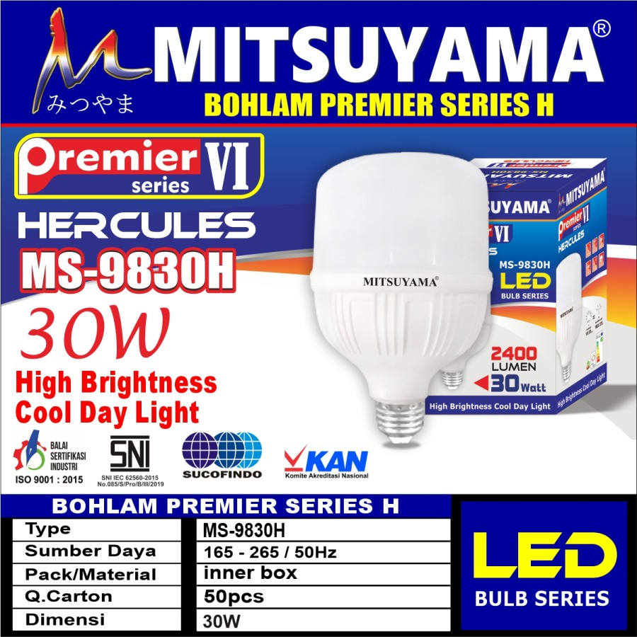 Bohlam LED 30 watt KAPSUL Terang Premier Seri HERCULES Ms-9830H