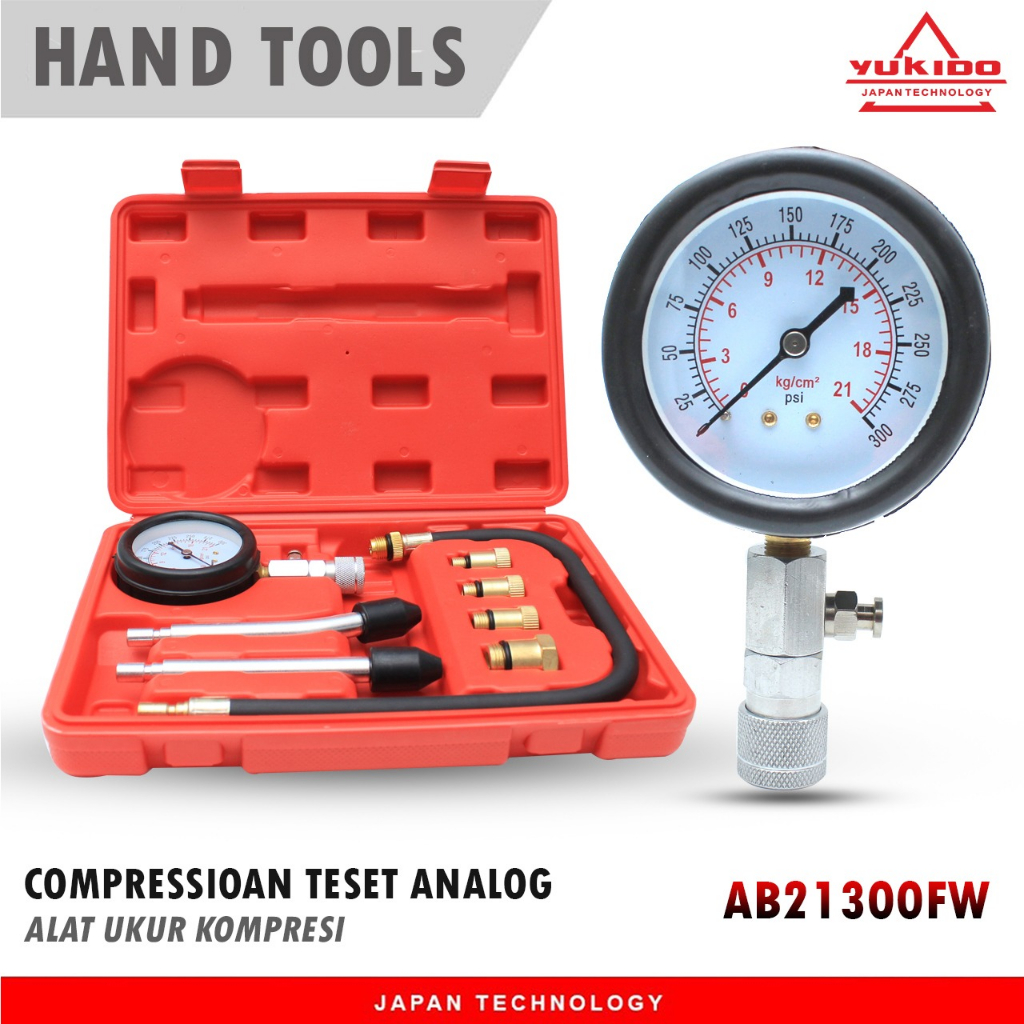 BISA COD YUKIDO 8Pcs / Set Tester Kompresi Silinder Mesin Mobil Alat Pengukur Tekanan Gas Mesin Cylinder Compression Tes Kebocoran Kompresi