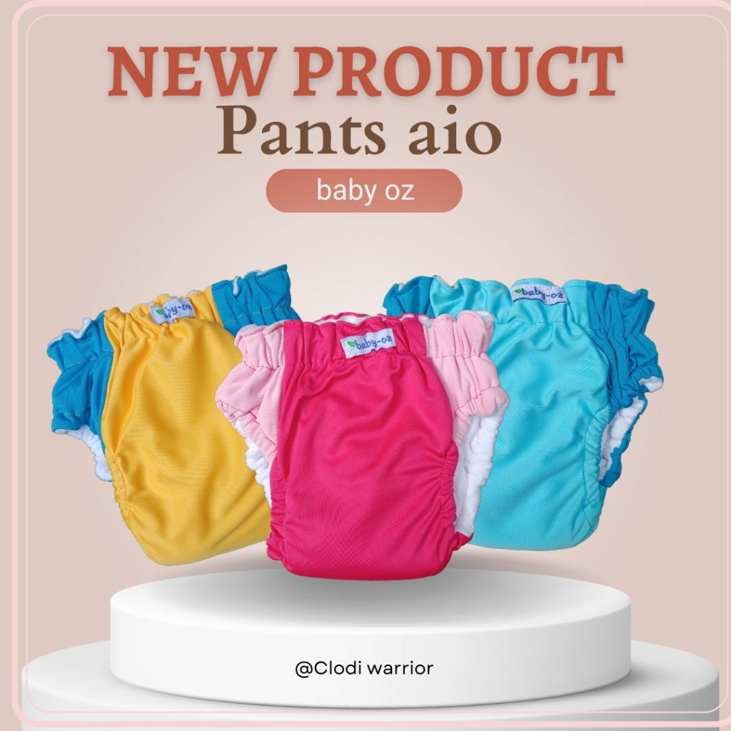Clodi Baby Oz Pant AIO - cloudy popok kain cuci ulang pengganti pempers model celana langsung slup