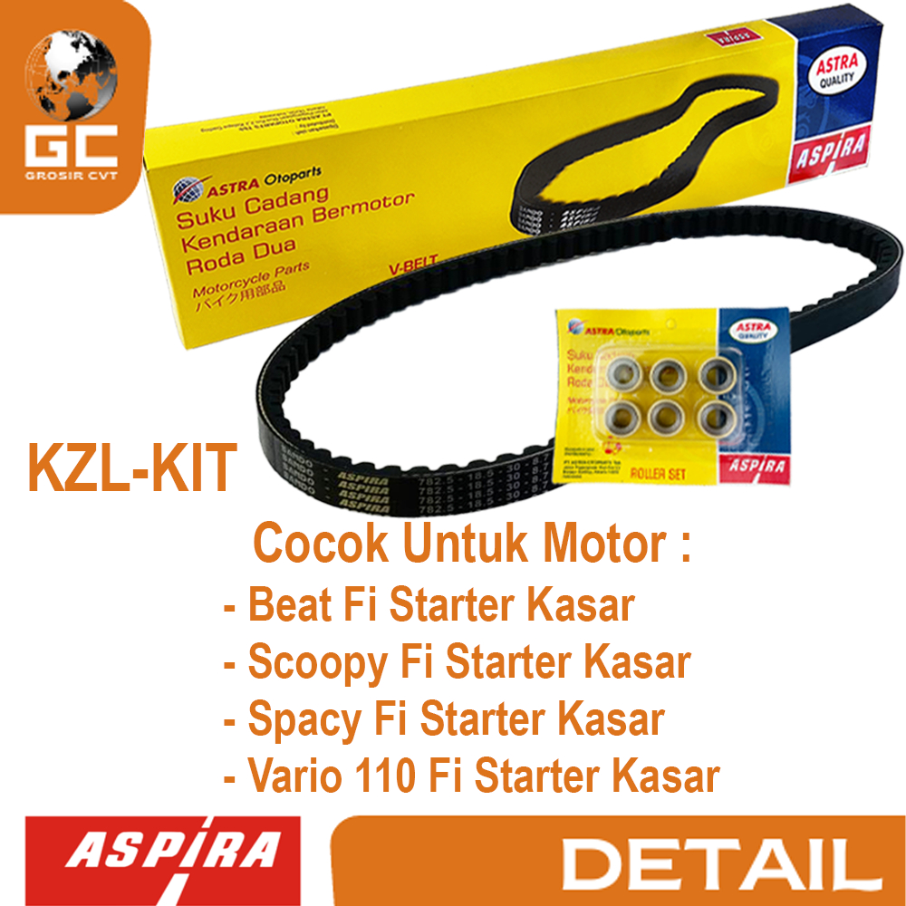 Aspira Vanbelt V Belt Van belt Fanbelt Kit Assy Set Honda Beat Scoopy Spacy Vario 110 Fi Injeksi H2-231PA-KZL-1200