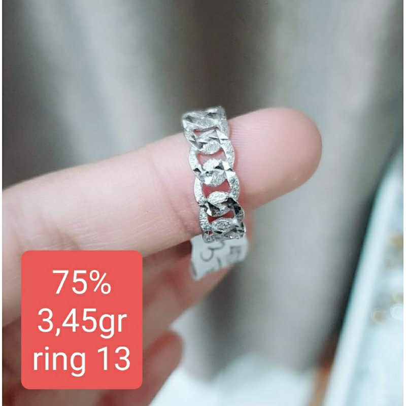 Cincin ssk naga emas putih kadar 750