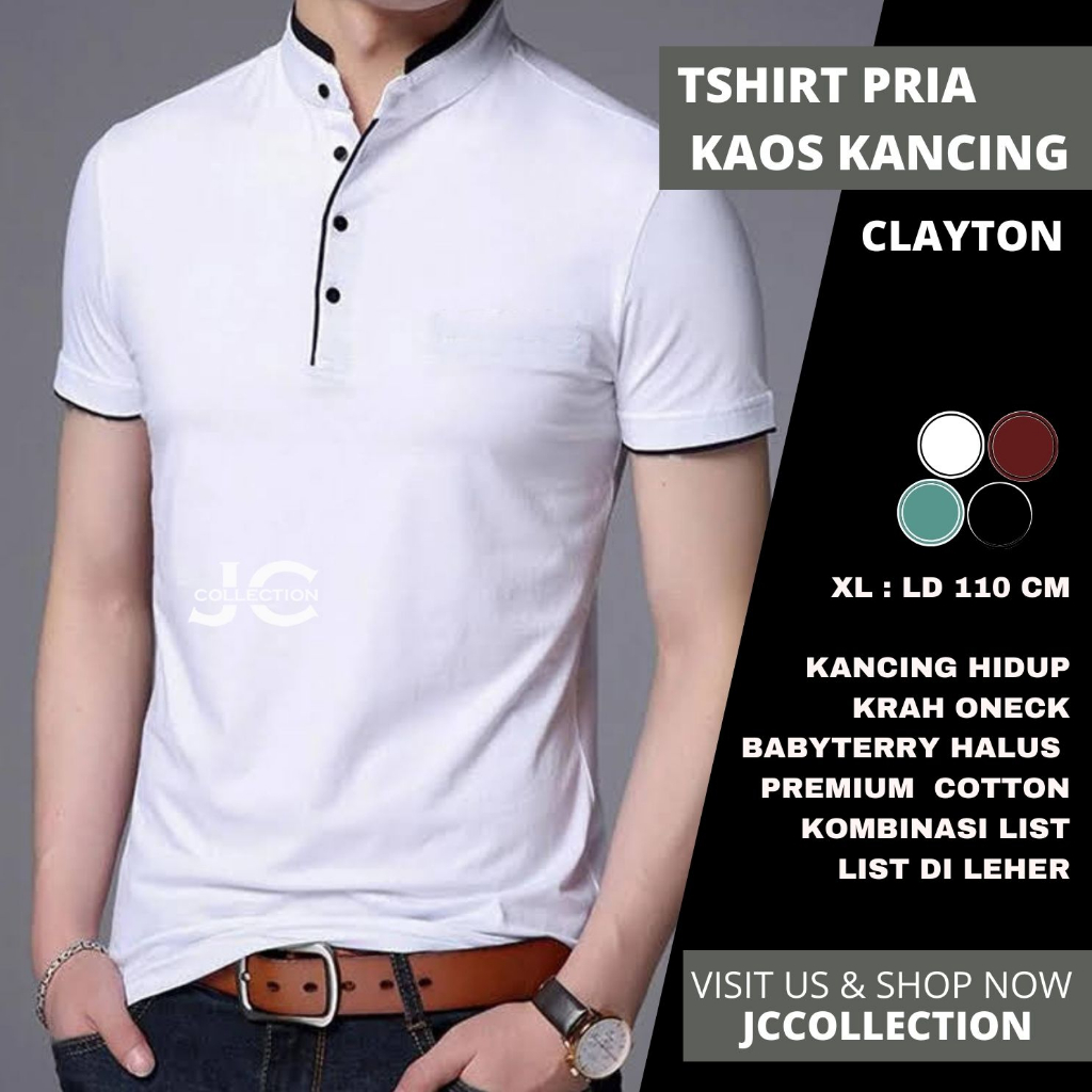 Tshirt Kaos Pria Oversize Fit to L/XL Leher Clayton  - JCCollections