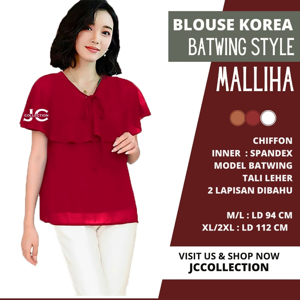 Blouse Variasi Tali Pita Sifon Wanita Korea Style Malliiha -JCCollections