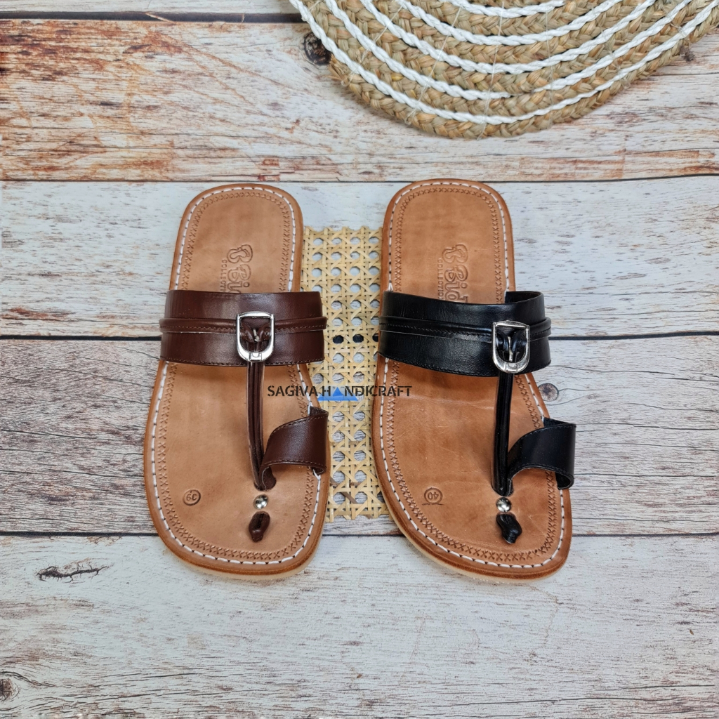 Sendal Pria Kekinian Kulit Jepit Jempol Tarumpah Cincin
