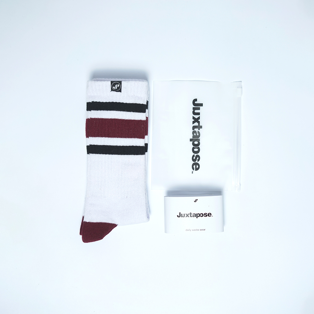 Kaos Kaki Motif Stripe Garis Oldschool Variasi #1 - Socks Skate Kaos Kaki Panjang Pria Wanita - Juxtapose