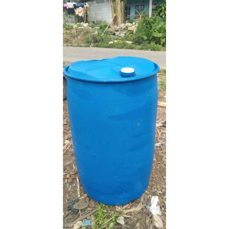 Drum Plastik/Tong Biru Utuhan 200 Liter