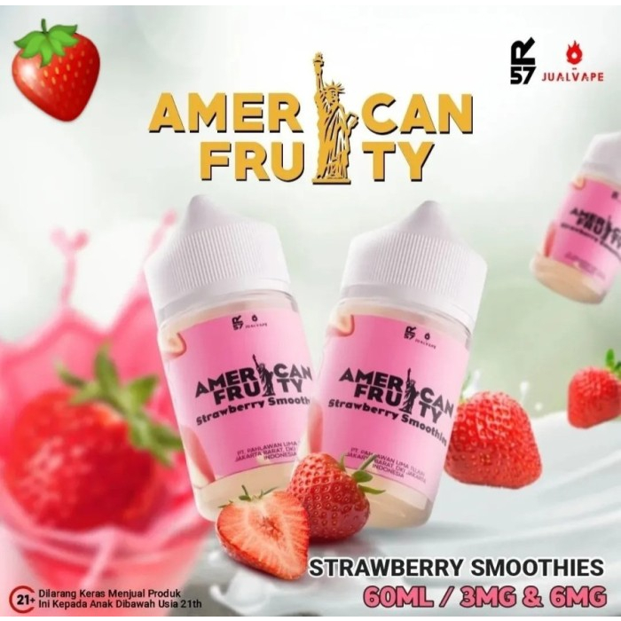 AMERICAN FRUITY STRAWBERRY SMOOTHIES 60ML FREEBASE HERO57 x JV ORI