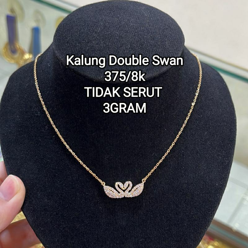 Perhiasan Set Kalung Liontin Set Emas Asli 375/8K Swan Angsa