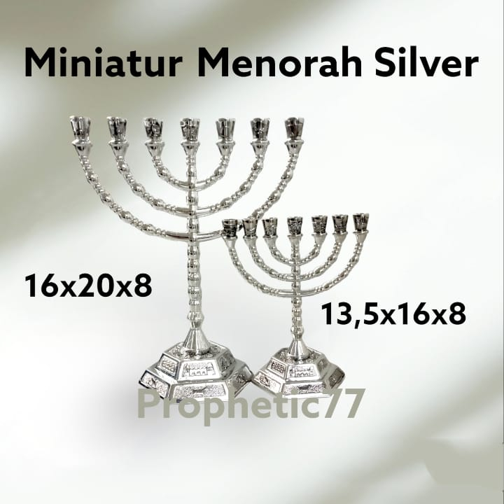 Menorah Israel Yahudi Hanukkah Kaki Dian Pelita Souvenir Israel Profetik Ibrani Judaika Bahtera